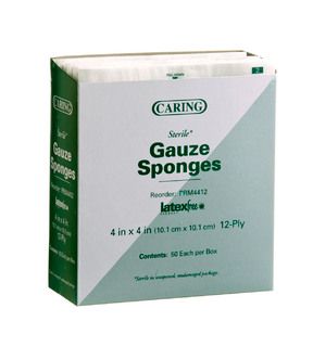 DISCMedline Sterile Gauze Sponges, 12 ply, 4"x4" - 50 ct