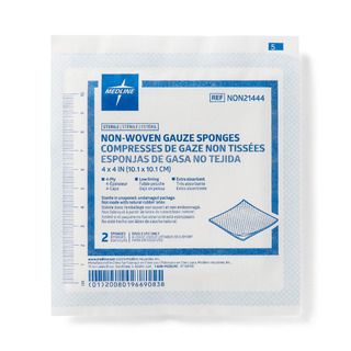 DISCMedline Standard Sterile Nonwoven Gauze Sponges - 4" x  4" - 100 ct
