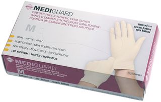 DISCMedline MediGuard Powder-Free Stretch Vinyl Exam Gloves, M - 100 ct