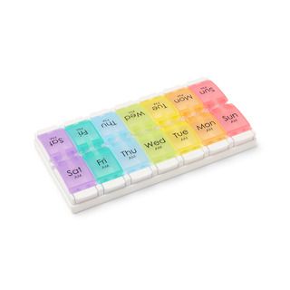 DISCMedline 7-Day Pill Organizer with Easy Push Buttons, Multicolor, 2X / Day
