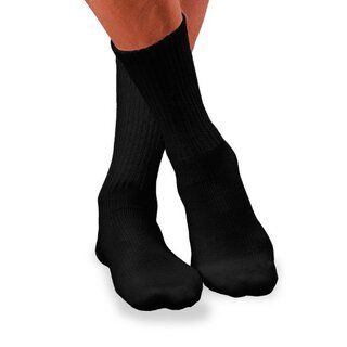 DISCJobst Sensifoot Diabetic Support Compression Crew Socks, Unisex, Black - Large - 1 pair