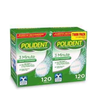 DISCPolident 3-Minute Triple-Mint Antibacterial Denture Cleanser, Effervescent Tablets - 240 ct