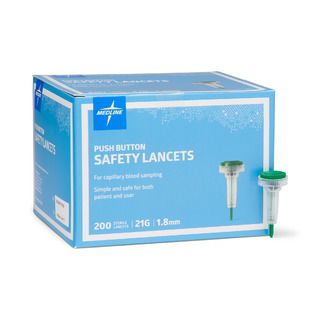 DISCMedline Sterile Safety Lancet with Push-Button Activation, 21G x 1.8 mm - 200 ct