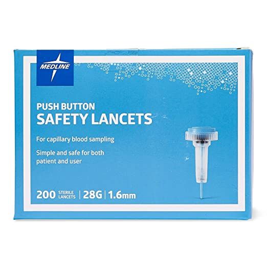 DISCMedline Sterile Safety Lancet with Push-Button Activation, 28G x 1.6 mm - 200 ct