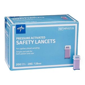DISCMedline Sterile Safety Lancet with Pressure Activation, 28G x 1.8 mm - 200 ct