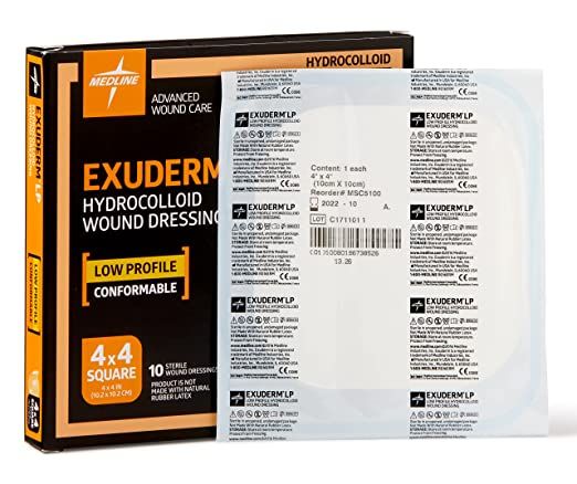 DISCMedline Exuderm LP Low-Profile Hydrocolloid Wound Dressing, 4" x 4" - 10 ct