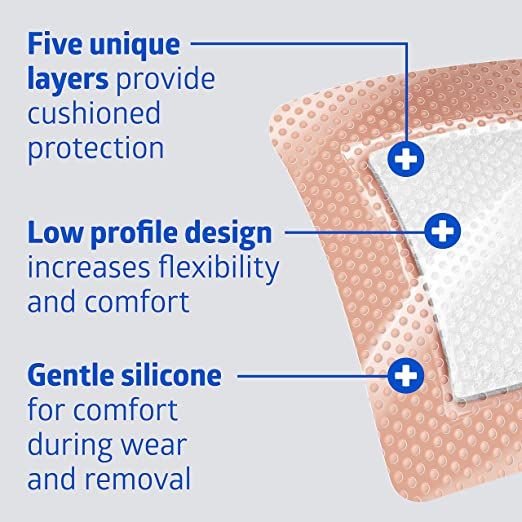 DISCMedline Optifoam Gentle EX Silicone-Faced Foam Dressings, 4" x 4" - 1 ct