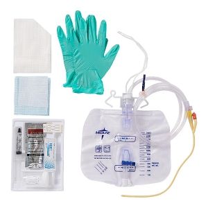 DISCMedline Two-Layer Tray with Drain Bag with Antireflux Device  & Silicone-Elastomer Coated Latex Foley Catheter, 16 Fr, 10 mL