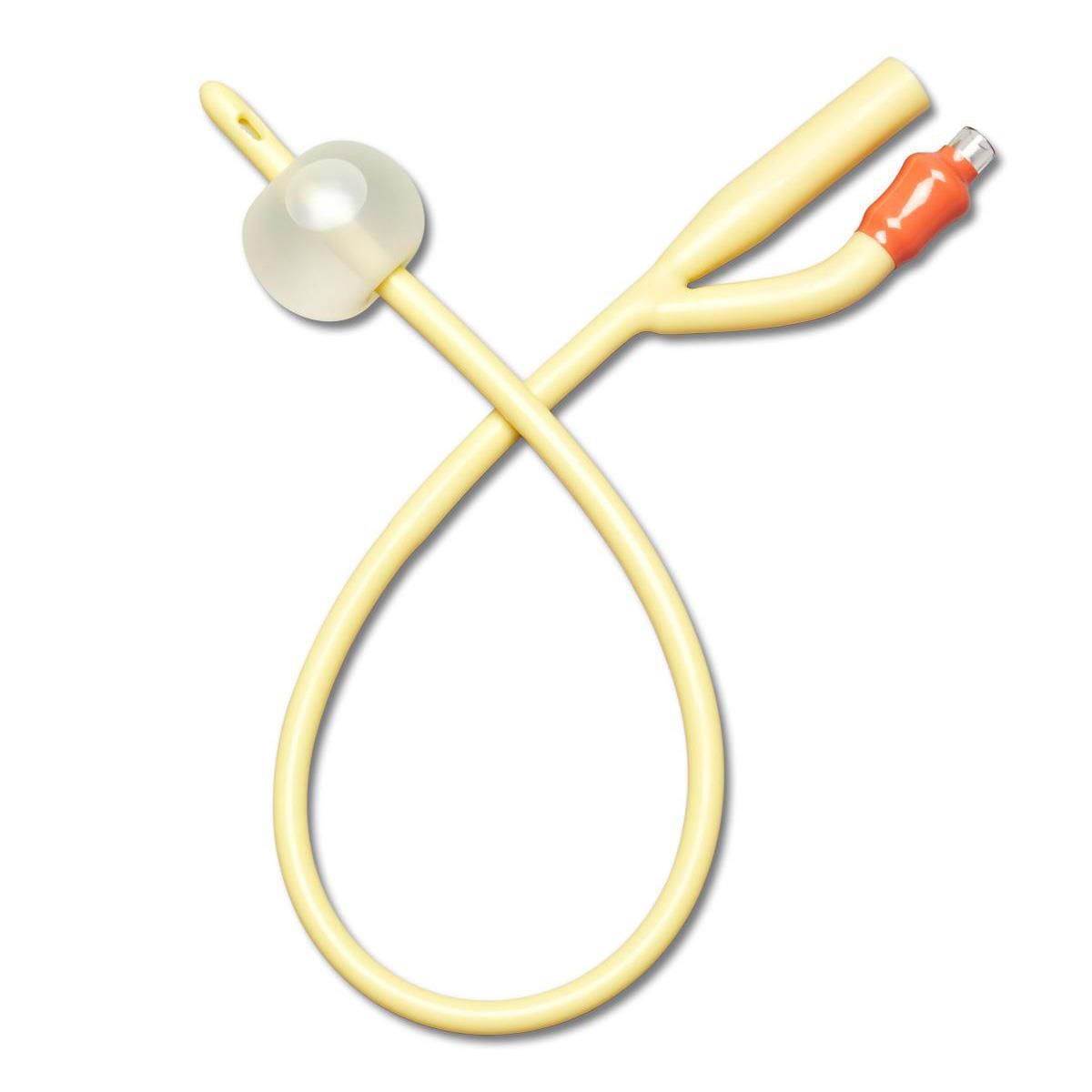 DISCMedline Foley Catheter, Silicone-Elastomer Coated Latex, 16 Fr, 30 mL, Straight Tip, 2-Way