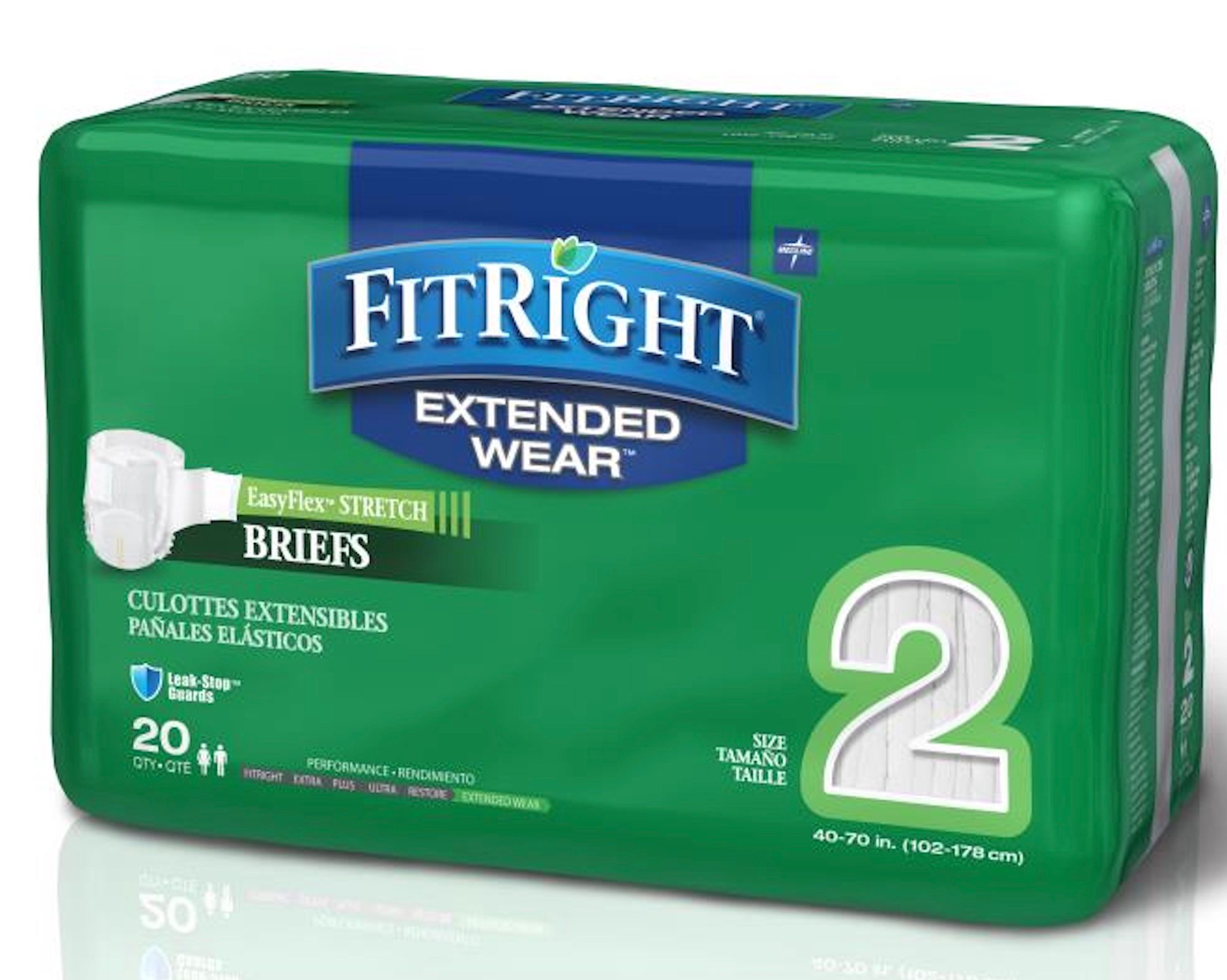 DISCFitRight Extended Wear Stretch Briefs With Tab Closure, Size 2 - 20 ct