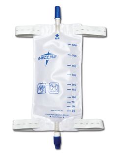 DISCMedline Urinary Leg Drain Bags with Elastic Straps, Twist Valve, Medium, 600 mL