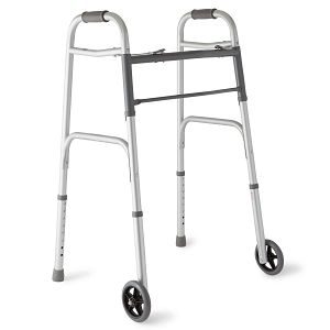 DISCMedline Two-Button Folding Walkers with 5" Wheels
