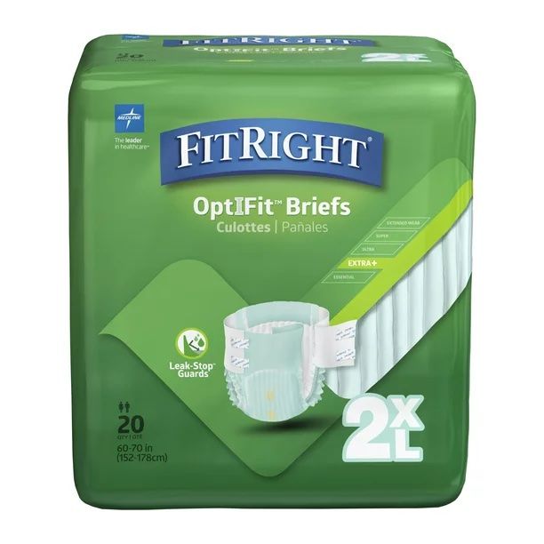 DISCFitRight OptiFit Extra+ Adult Disposable Briefs with Tabs, 2XL - 80 ct