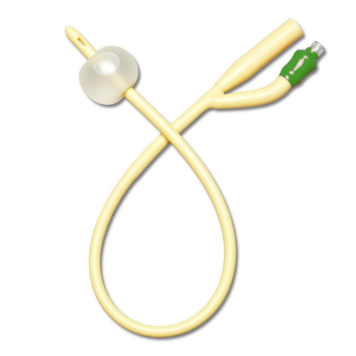 DISCMedline Foley Catheter, Silicone-Elastomer Coated Latex, 14 Fr, 10 mL, Straight Tip, 2-Way