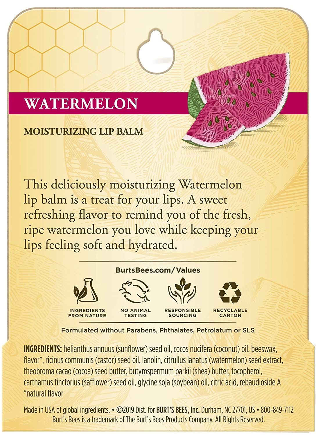 DISCBurt's Bees® 100% Natural Moisturizing Lip Balm, Watermelon - 1 ct