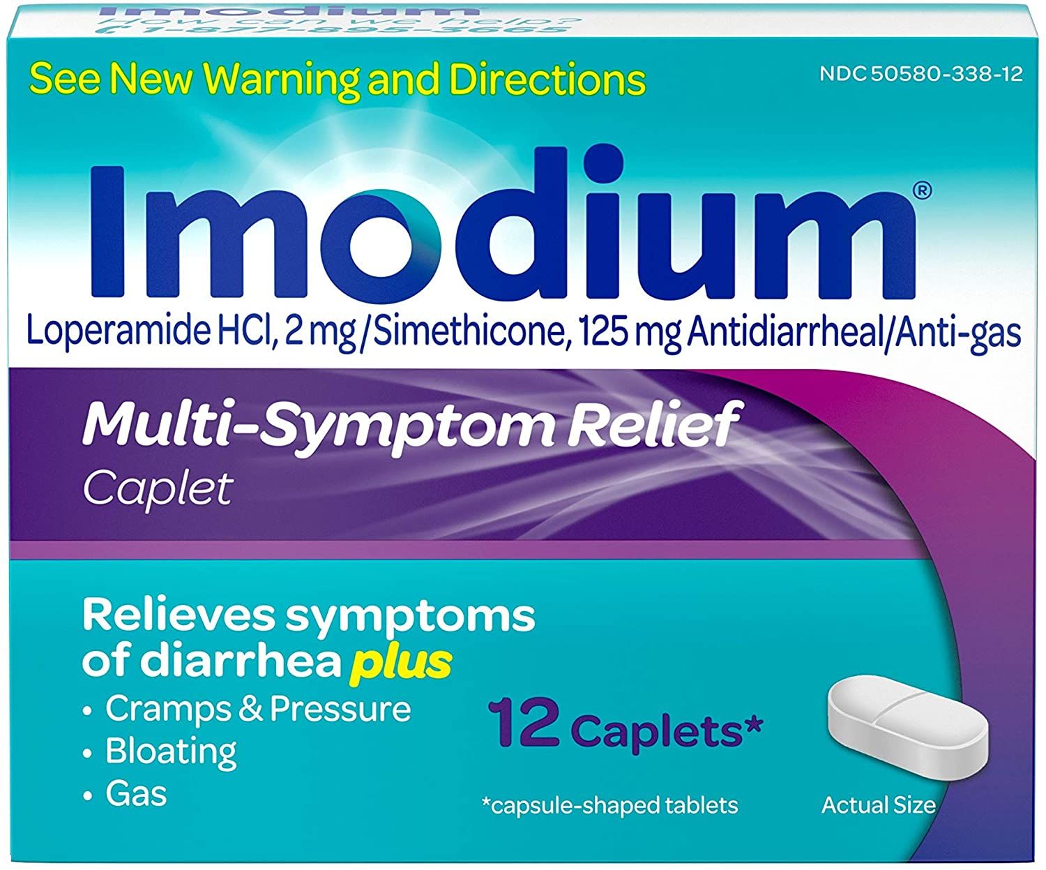DISCImodium Multi-Symptom Relief Anti-Diarrheal Medicine Caplets - 12 ct