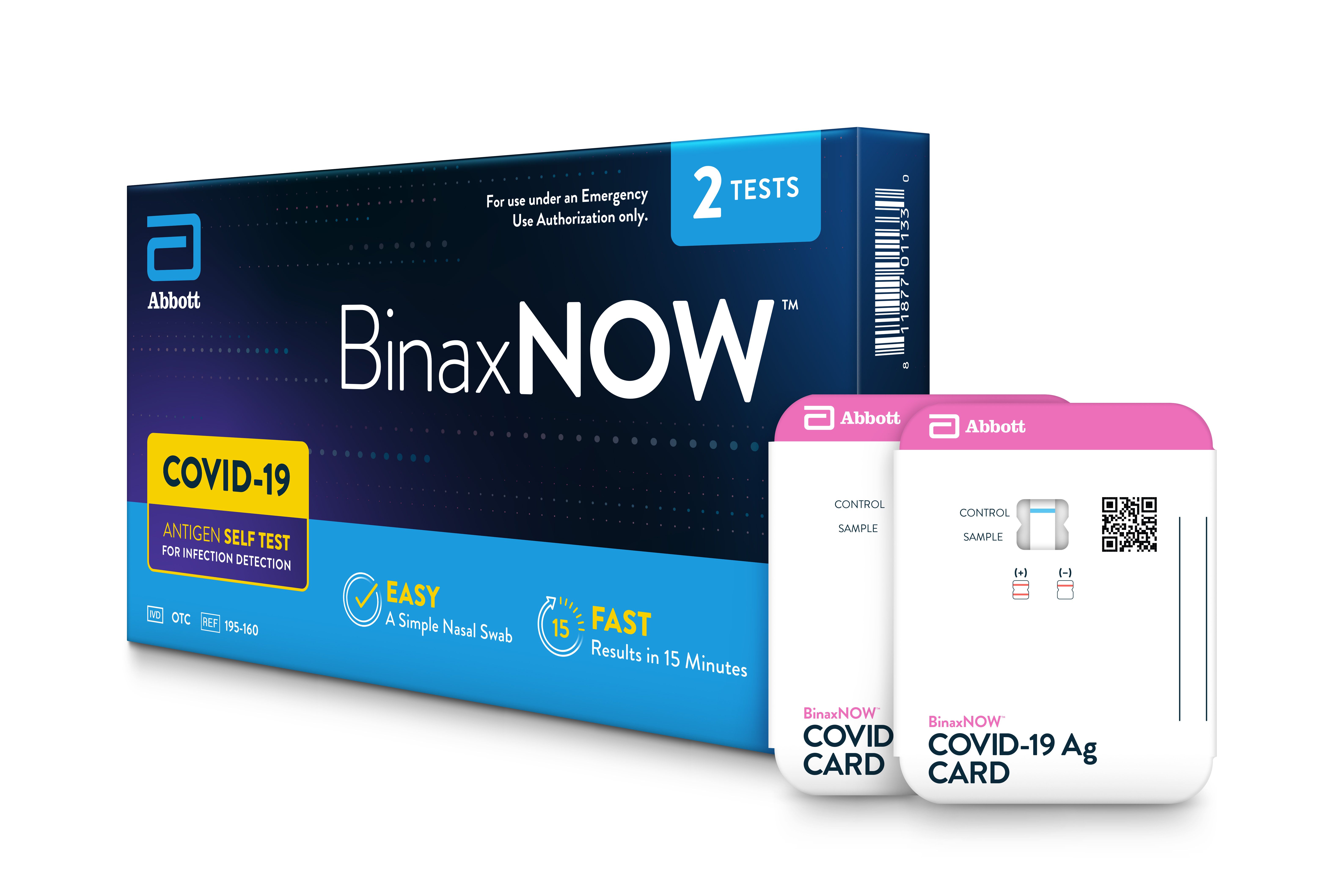 DISCAbbott BinaxNOW™ COVID-19 Antigen Self Test 2-Test Kit - 10 pack