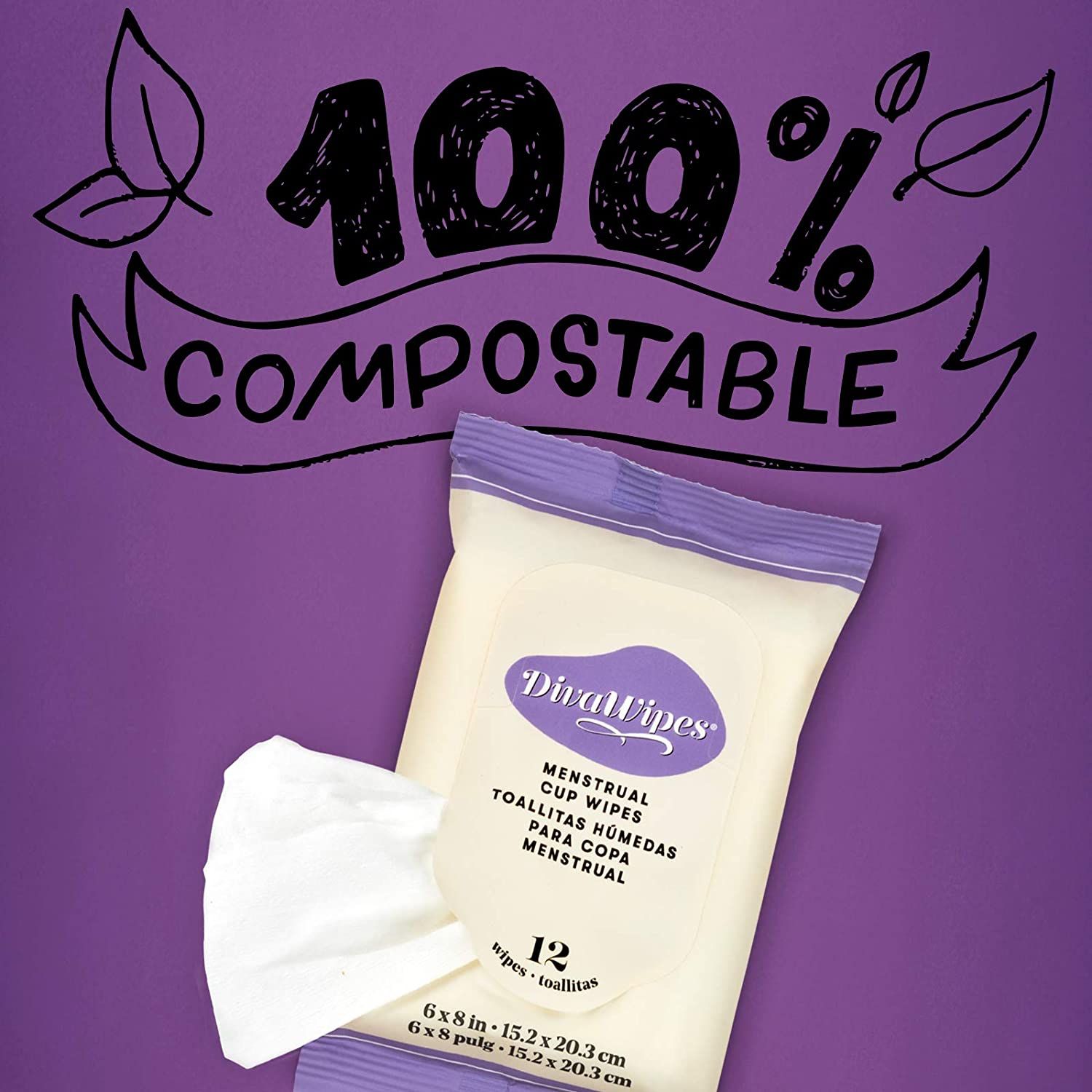 DISCDivaCup Menstrual Cup Cleansing Wipes - 12 ct