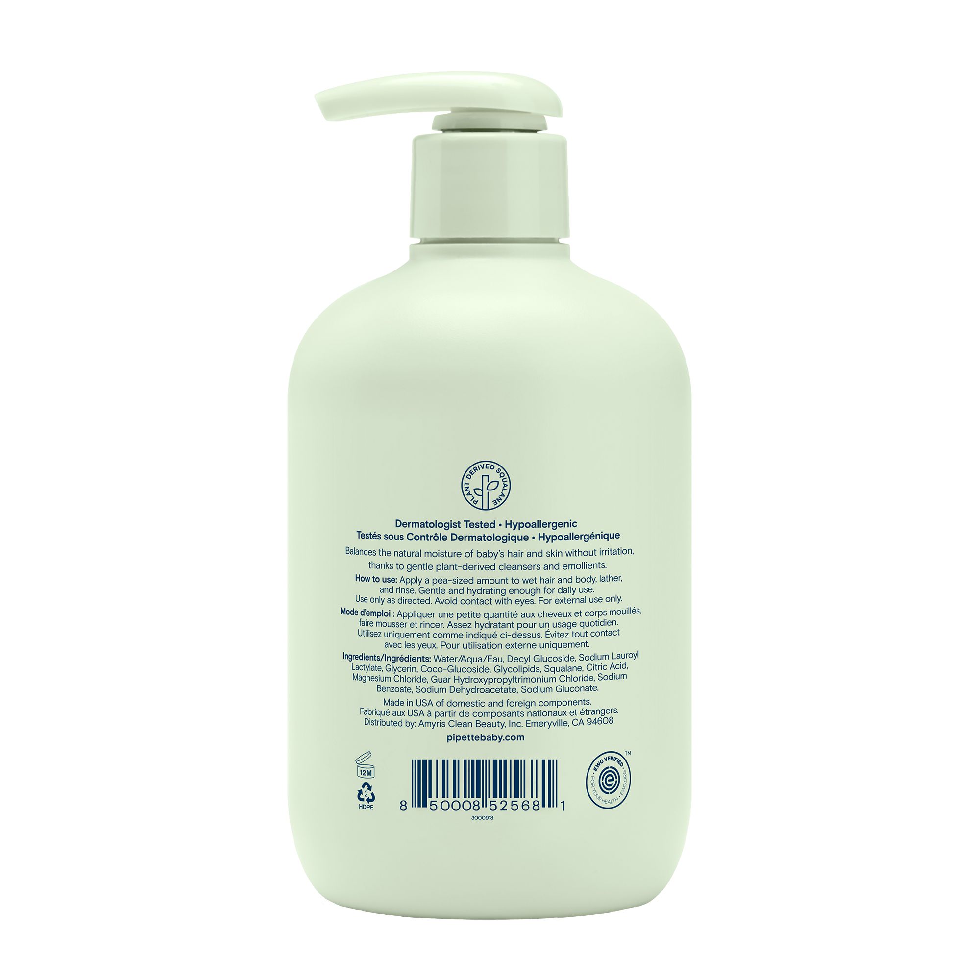 DISCPipette Baby Shampoo + Wash, Fragrance Free - 12 fl oz