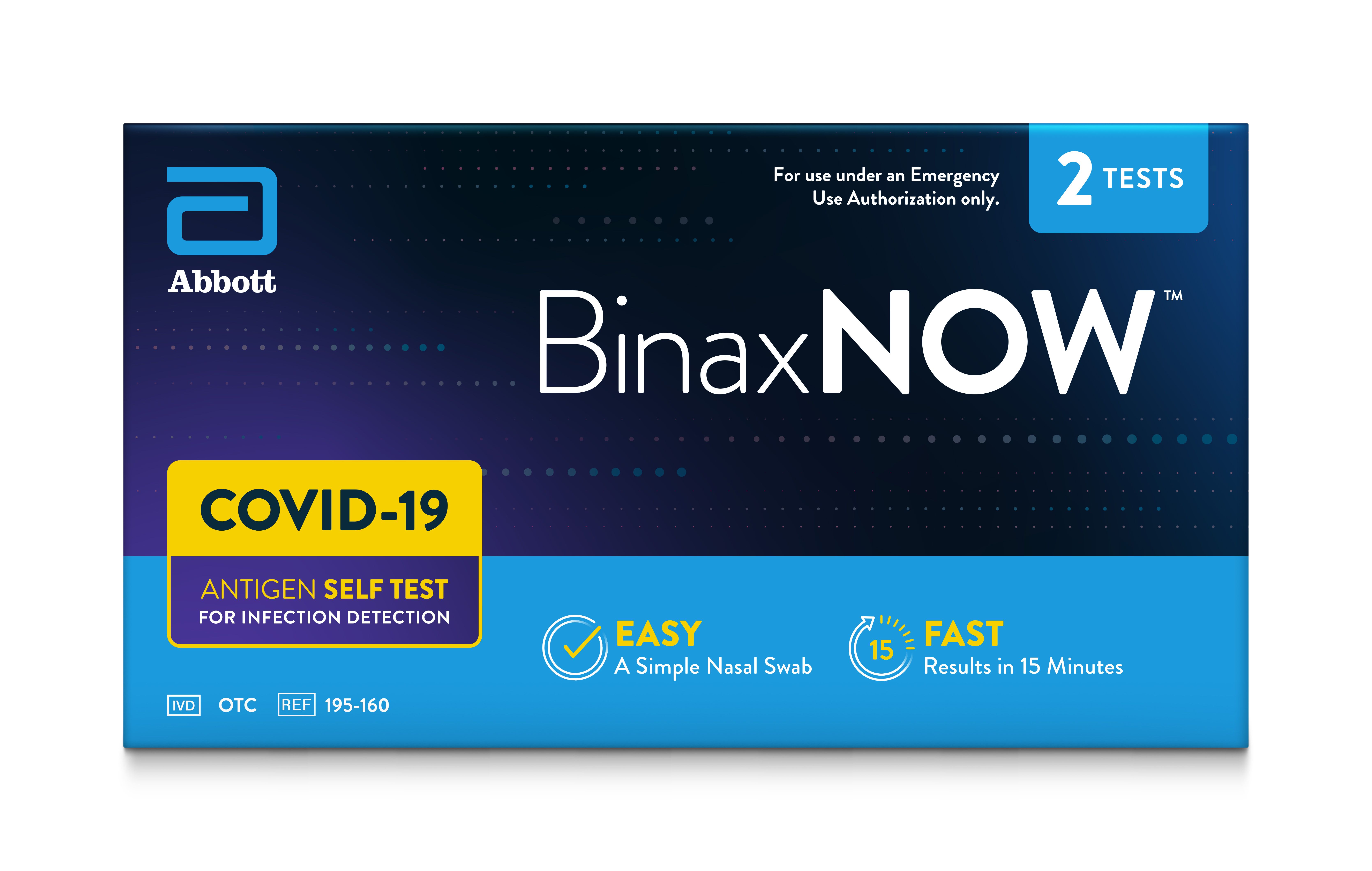 DISCAbbott BinaxNOW™ COVID‐19 Antigen Self Test - 2 Test Kit