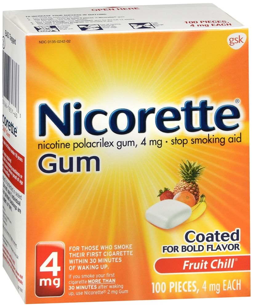 DISCNicorette® Stop Smoking Aid 4mg Nicotine Gum, Fruit Chill - 100 ct