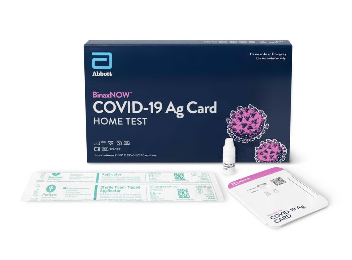 DISCAbbott BinaxNOW™ COVID-19 Ag Card Home Test with eMed Telehealth Services - 1 Pack