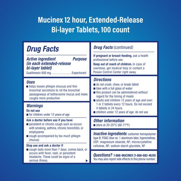 DISCMucinex Expectorant 12 Hour Extended-Release Bi-Layer Tablets - 100 ct