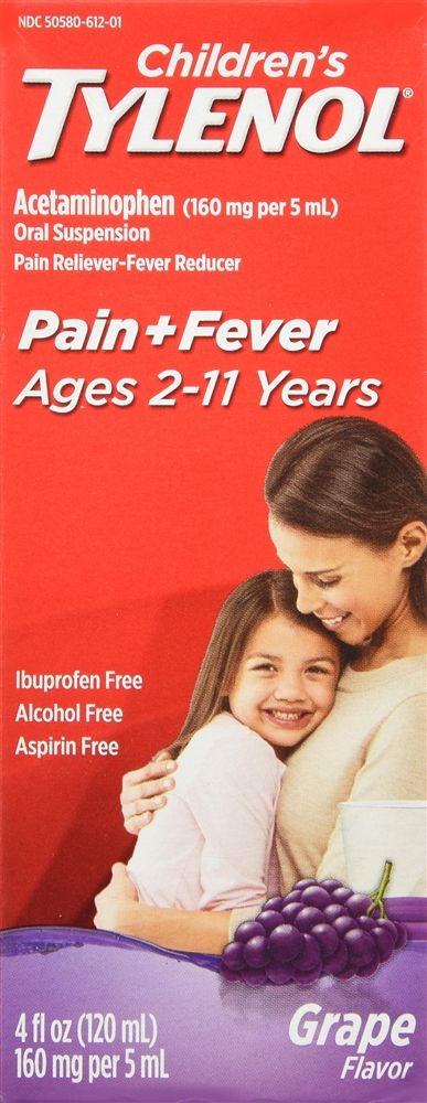 DISCTylenol Children's Pain + Fever Oral Suspension, Grape Flavor - 4 fl oz