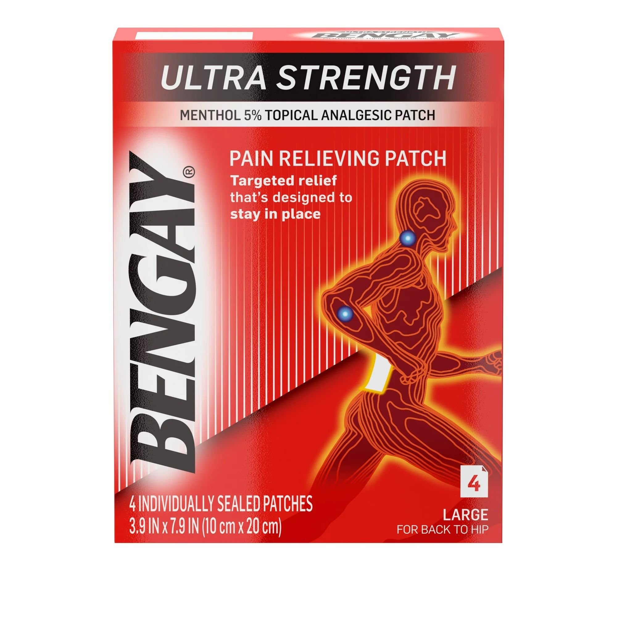 Bengay Ultra Strength Pain Relief Patch, Large - 4 ct