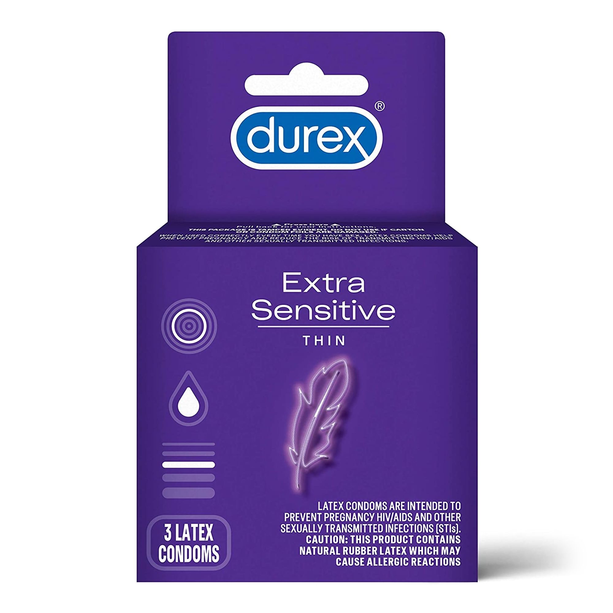 Durex Extra Sensitive, Ultra Thin, Lubricated Natural Rubber Latex Condoms  - 3 ct | Optum Store