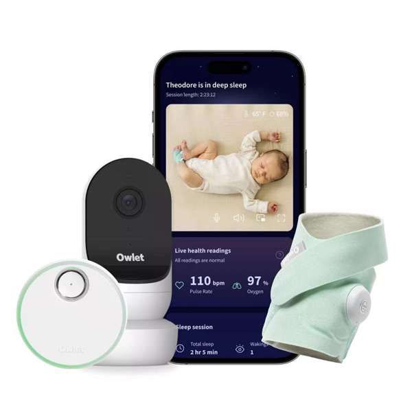 Owlet® Dream Duo 2 Smart Baby Monitor: FDA-Cleared Dream Sock® plus Cam 2 HD WiFi Video - Multiple Colors