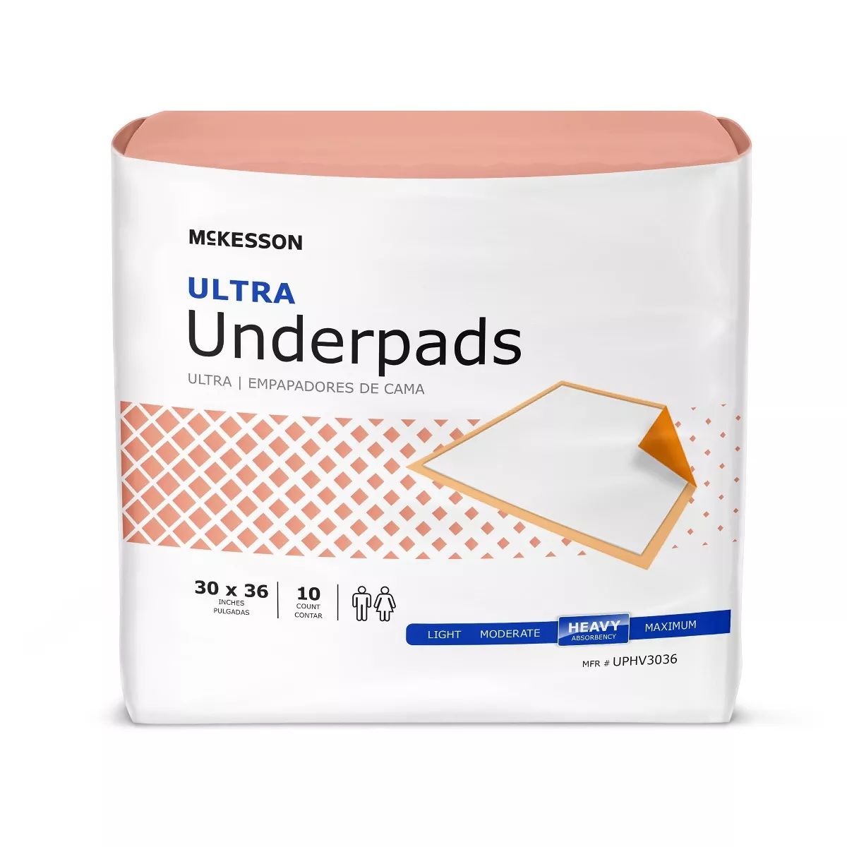 McKesson Ultra Disposable Heavy Absorbency Underpads, 30" X 36" - 10 ct