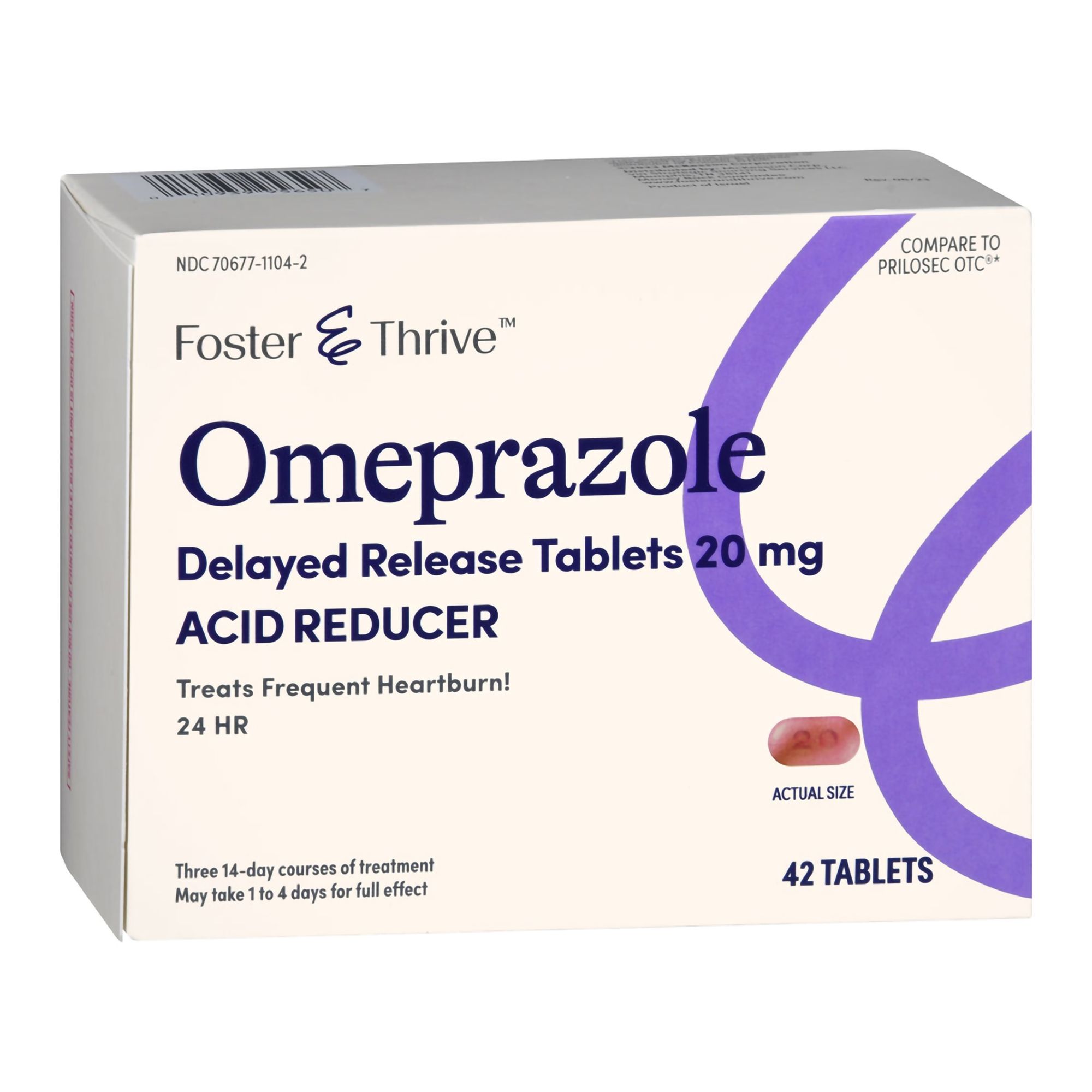 Foster & Thrive Omeprazole Delayed Release Acid Reducer Tablets, 20 mg - 42 ct