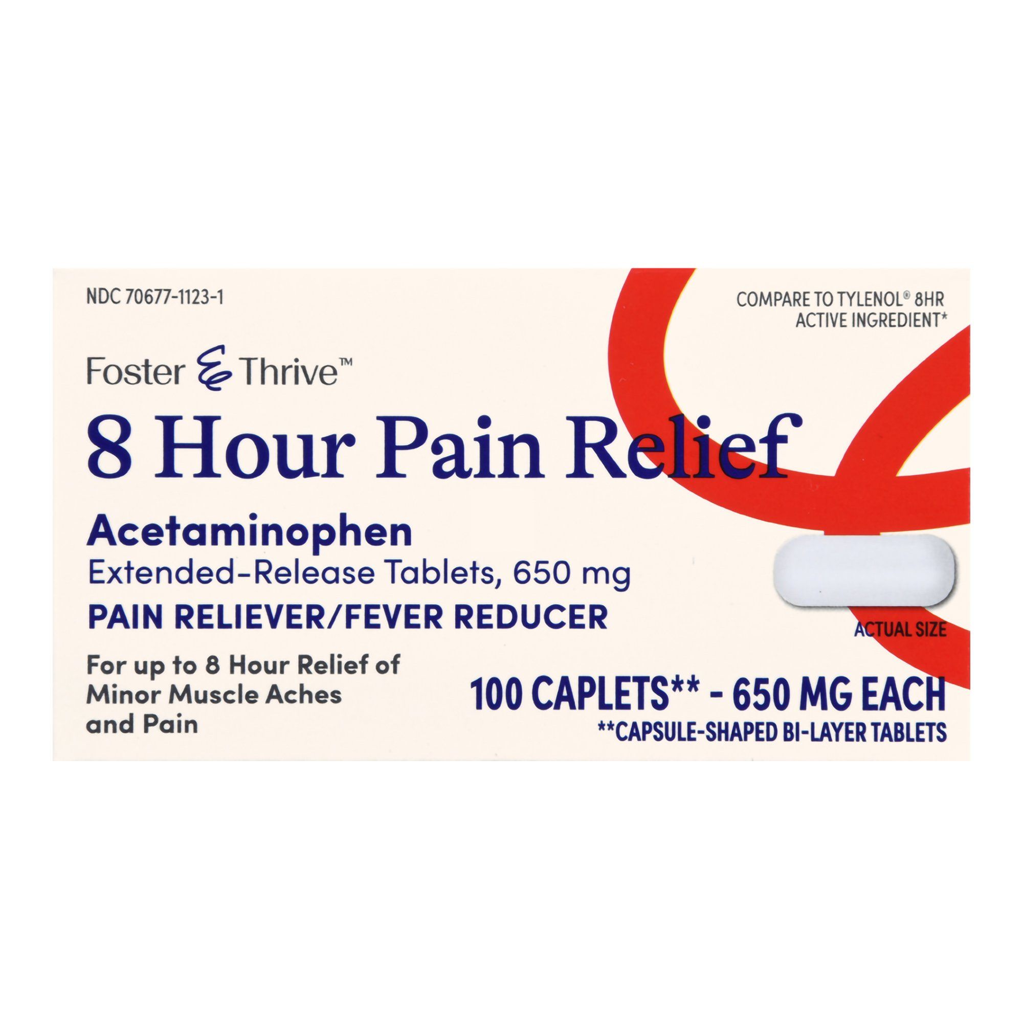 Foster & Thrive 8 Hour Pain Relief Acetaminophen Caplets,  650 mg -  100 ct
