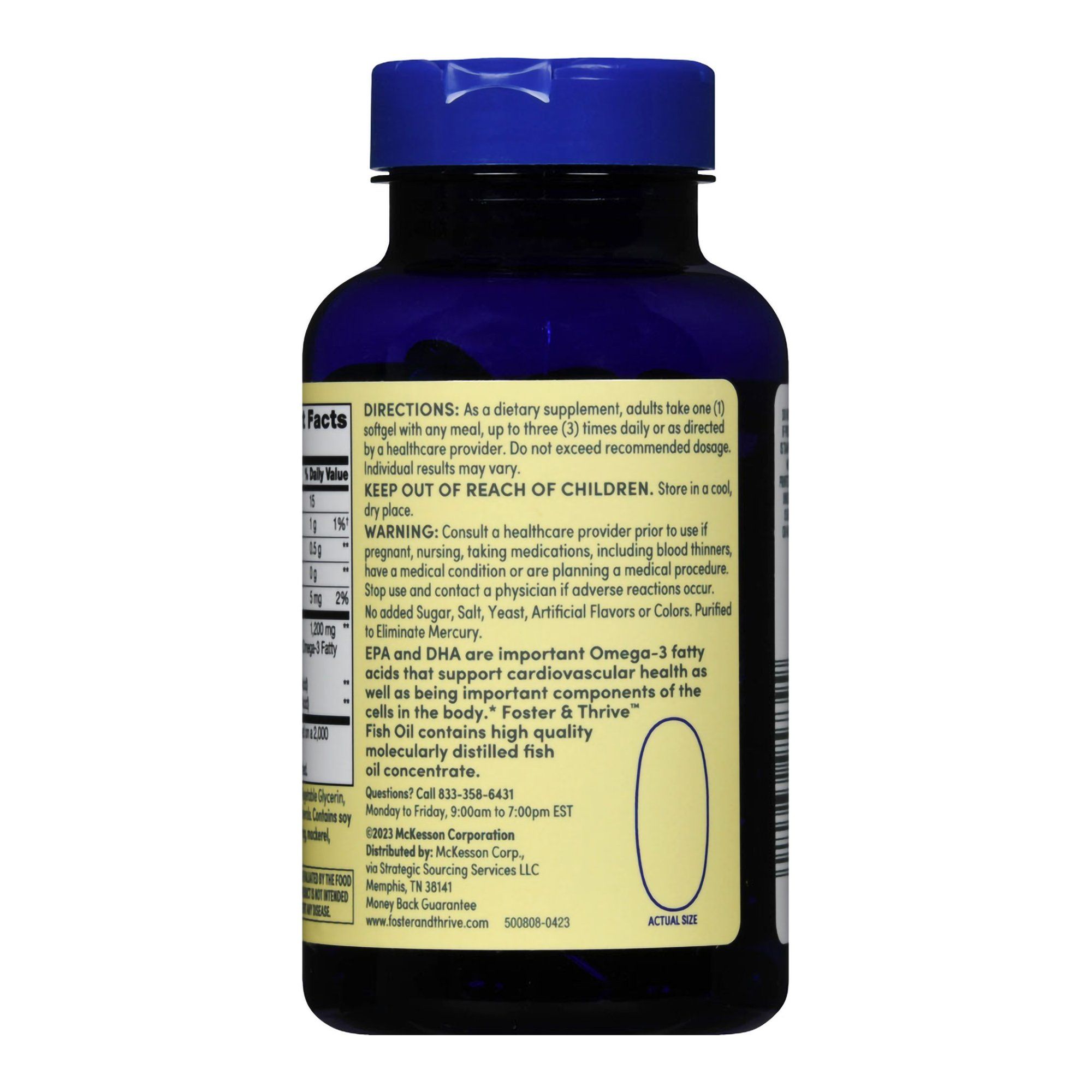 Foster & Thrive Omega 3 Fish Oil Softgels, 1200 mg - 100 ct