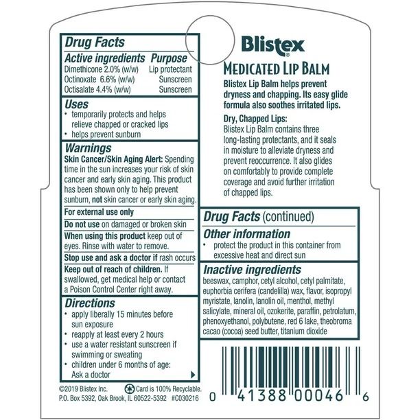 Blistex Medicated Lip Balm, Lip Protectant & Sunscreen, SPF 15 - 1 ct