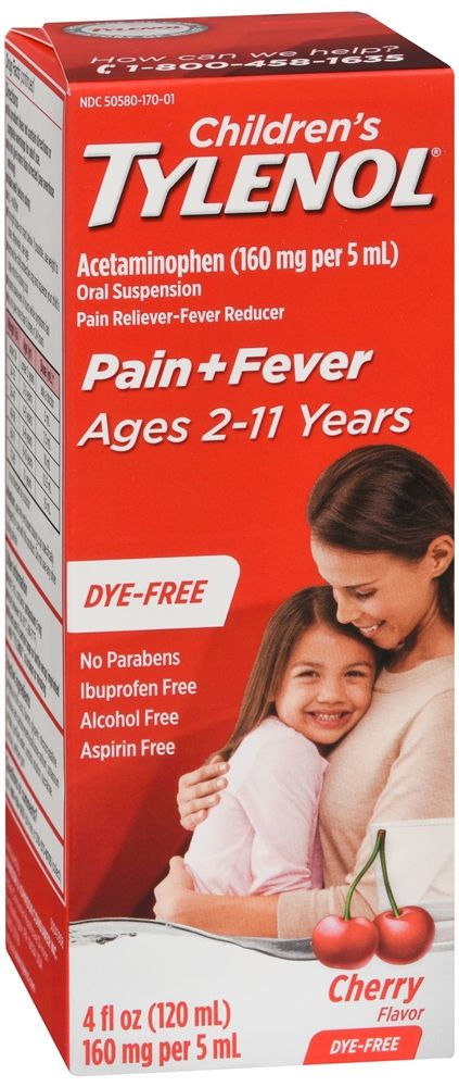 Tylenol Children's Pain + Fever Oral Suspension Dye-Free, Cherry Flavor - 4 fl oz
