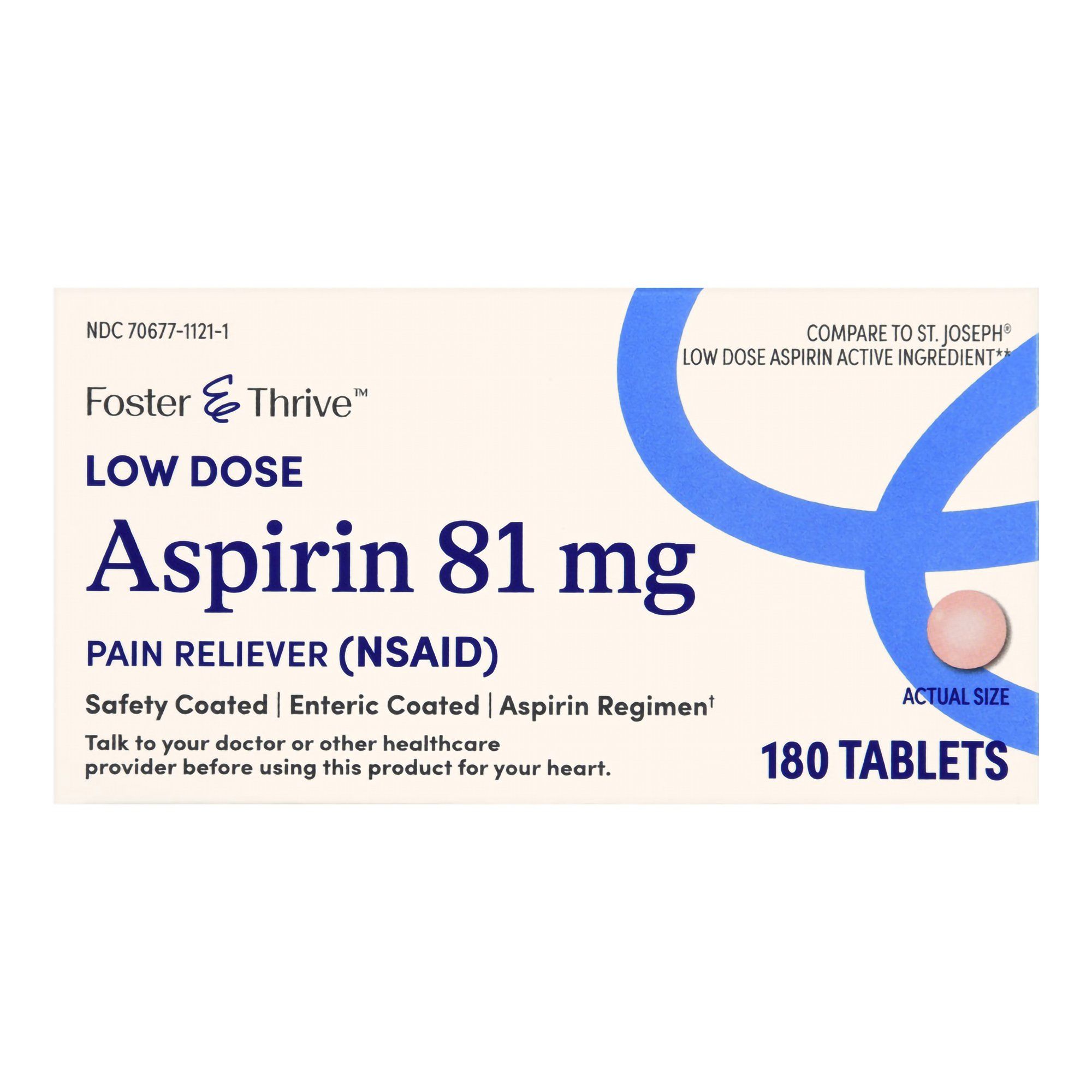 Foster & Thrive Low Dose Aspirin Coated Tablets, 81 mg - 180 ct