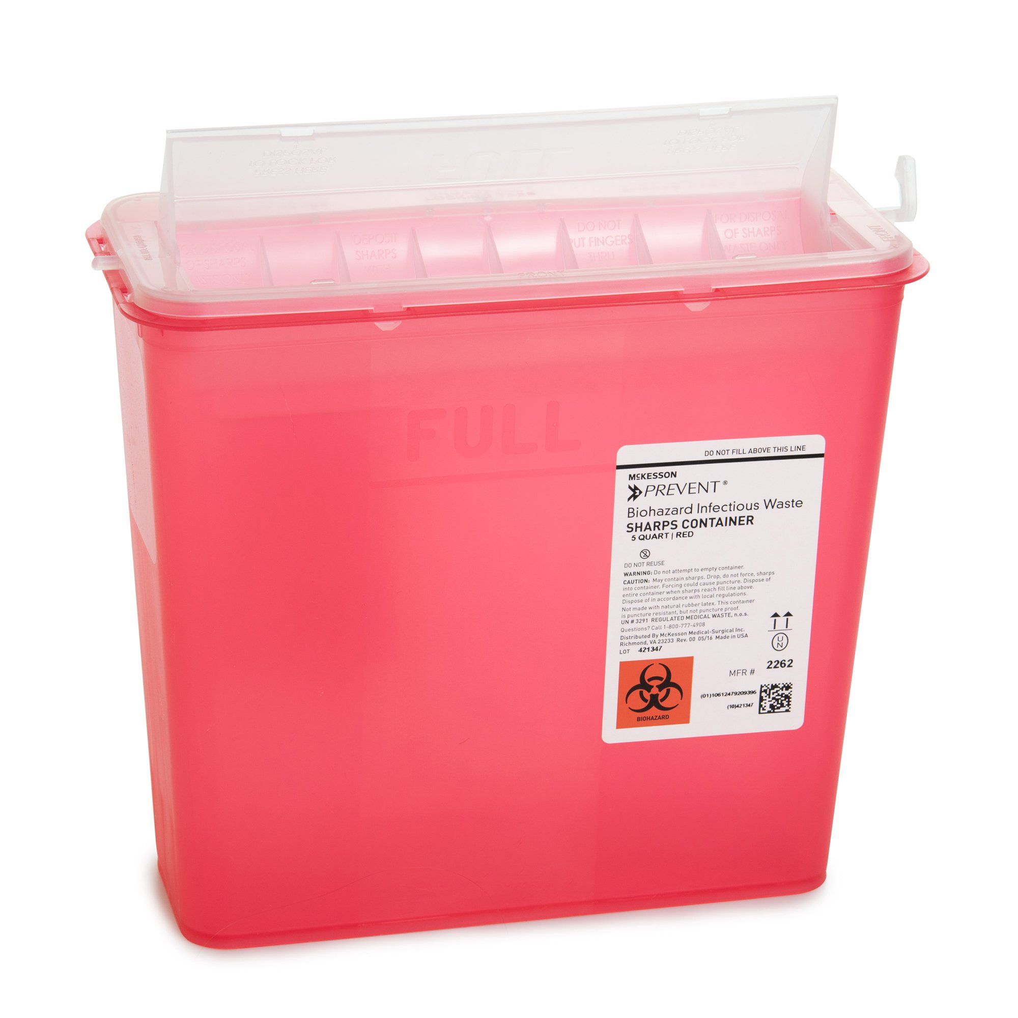 McKesson Prevent® Biohazard Infectious Waste Translucent Sharps Container - 5 Quart