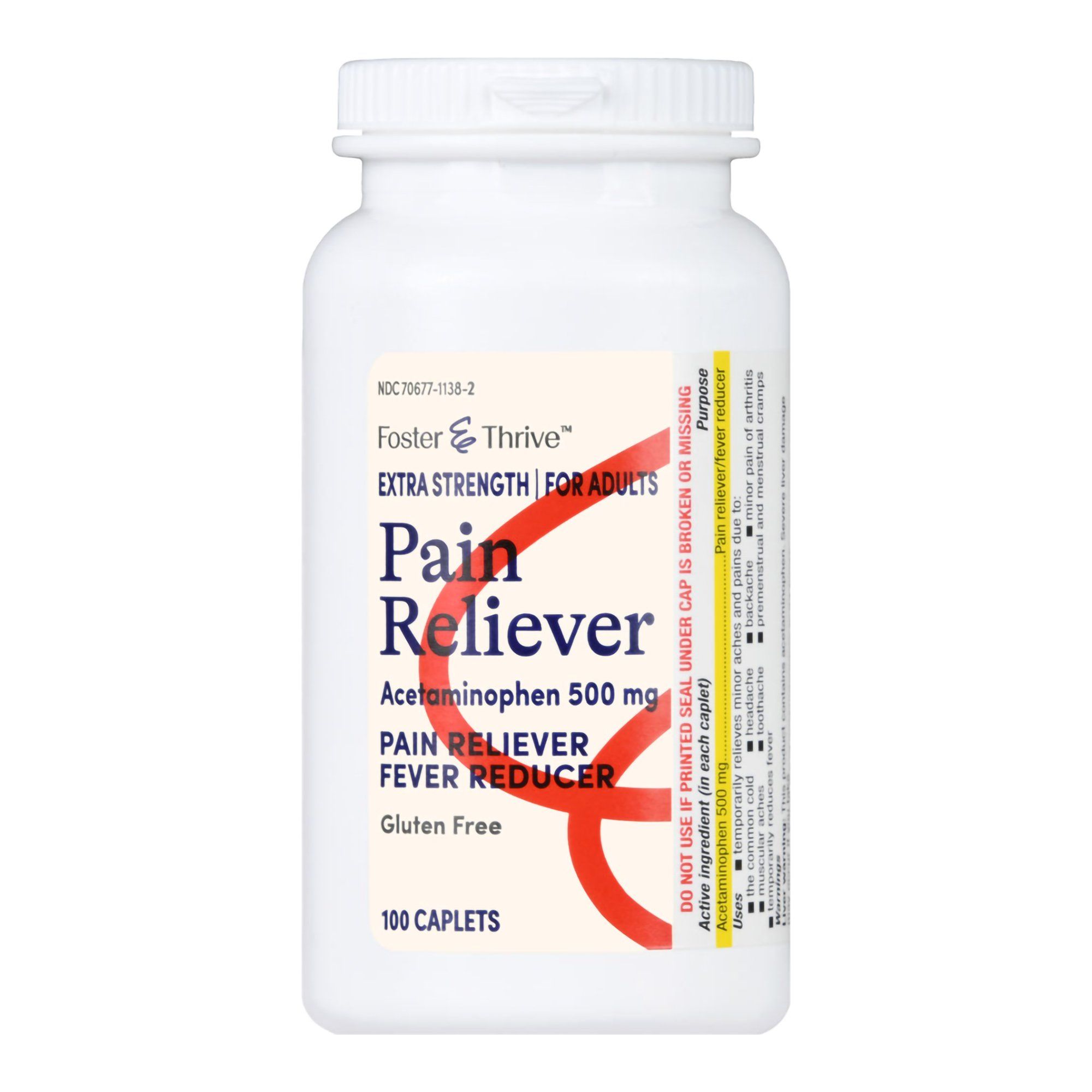 Foster & Thrive Extra Strength Pain Reliever Acetaminophen Caplets,  500 mg -  100 ct