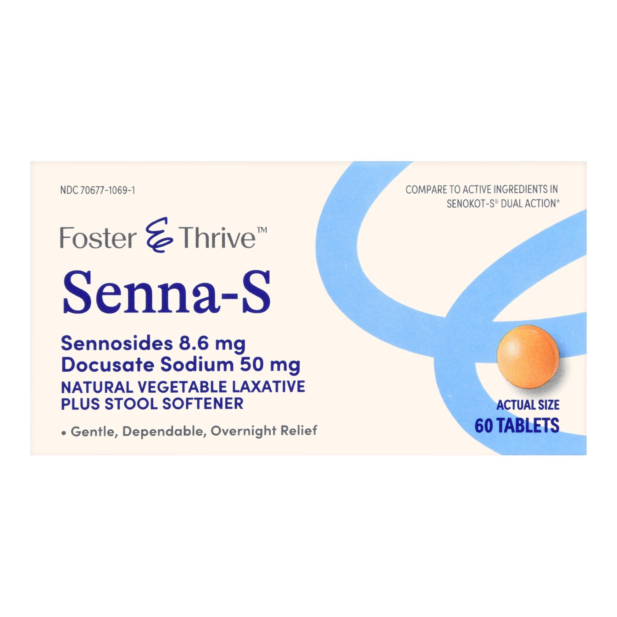 Foster & Thrive Senna-S Stool Softener Tablets - 60 ct