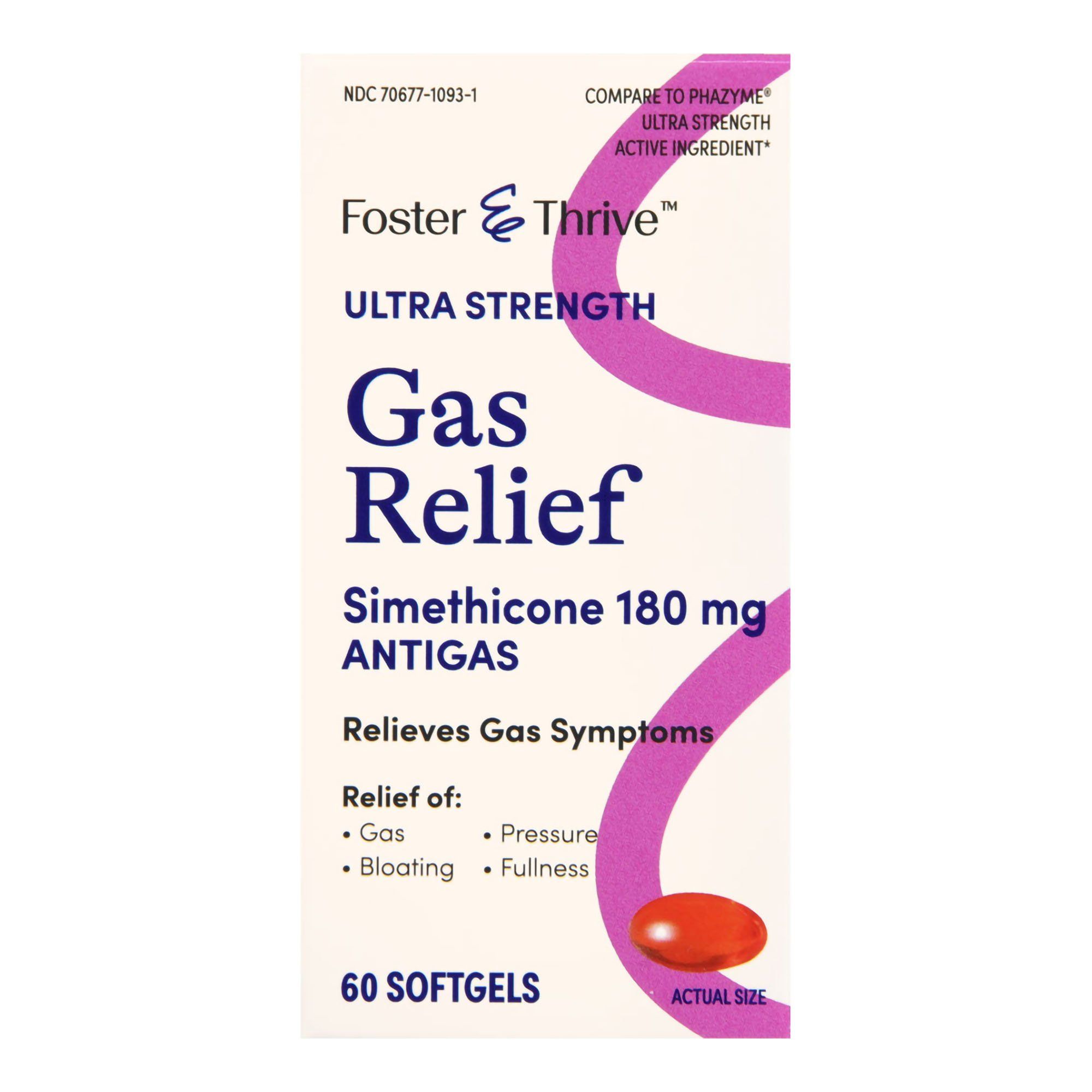 Foster & Thrive Ultra Strength Gas Relief Simethicone SoftGels, 180 mg - 60 ct