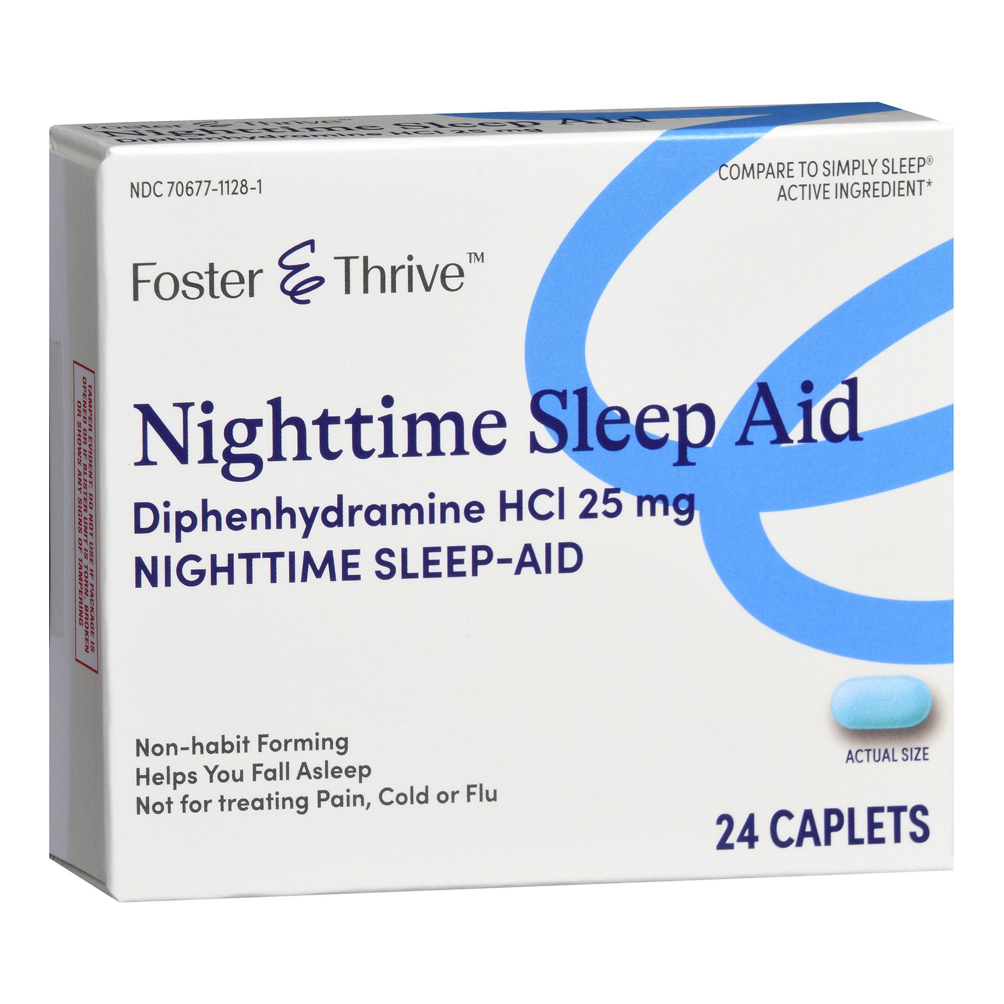Foster & Thrive Nighttime Sleep-Aid Diphenhydramine HCl Caplets, 25 mg - 24 ct