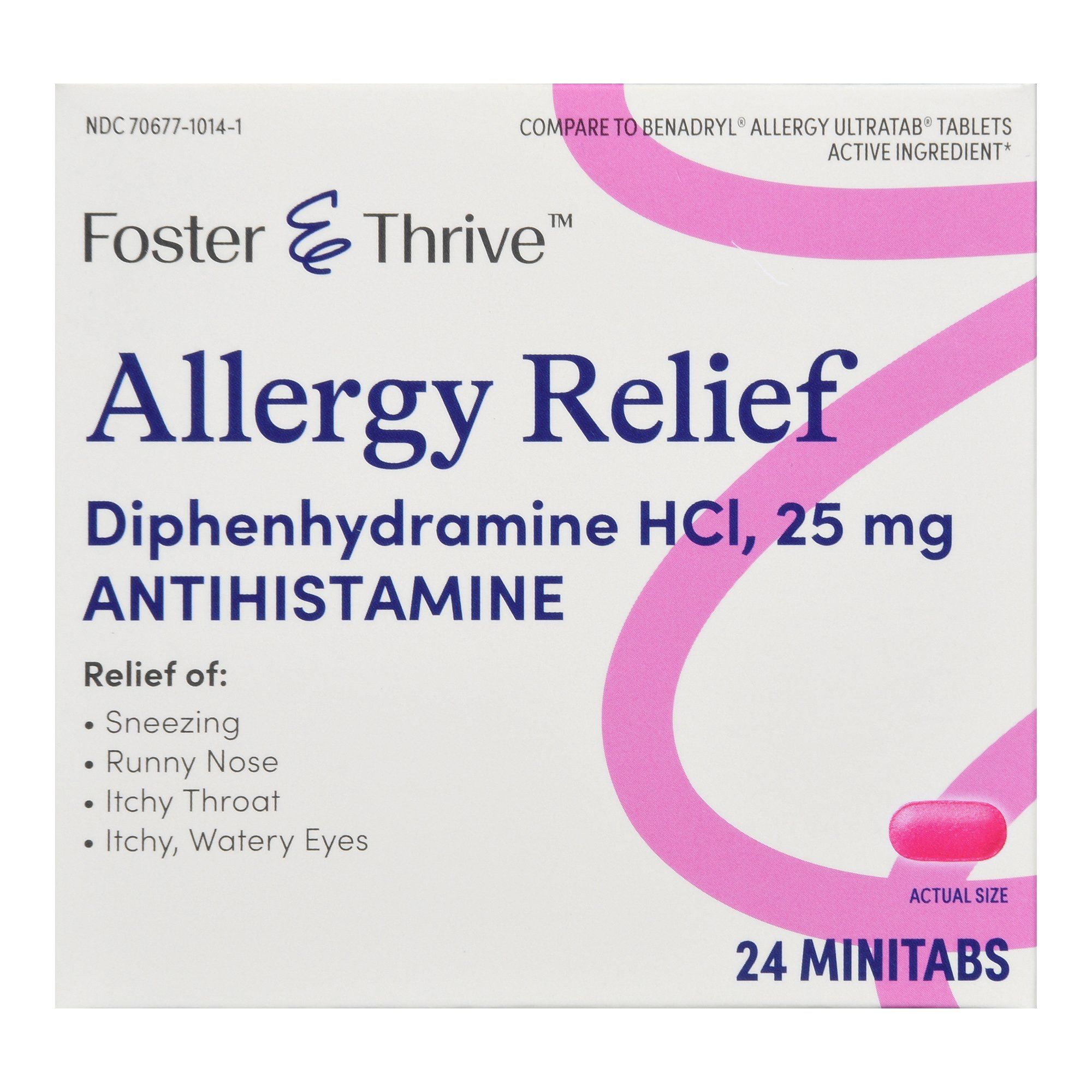 Foster & Thrive Allergy Relief Diphenhydramine HC Minitabs, 25 mg - 24 ct