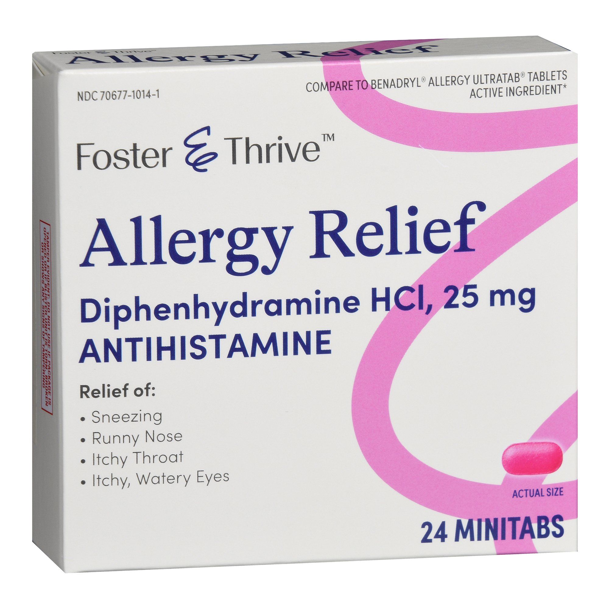 Foster & Thrive Allergy Relief Diphenhydramine HC Minitabs, 25 mg - 24 ct