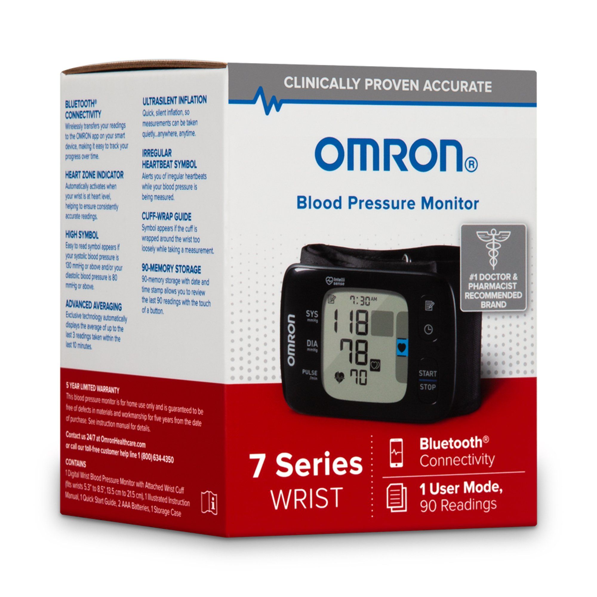 Omron 7 Series Automatic Digital Wrist Blood Pressure Monitor Cuff, Black - One Size Fits Most