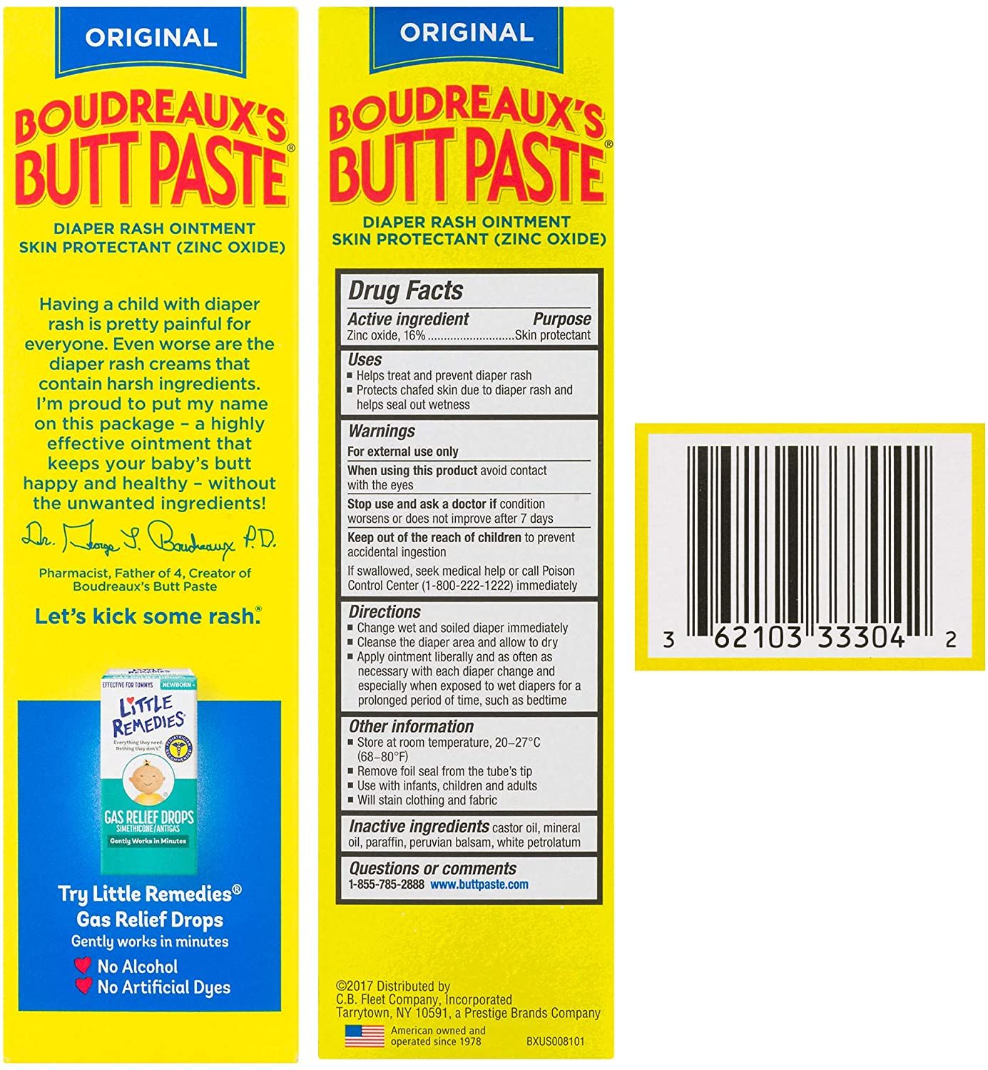Boudreaux Butt Paste Diaper Rash Ointment Tube - 4 oz