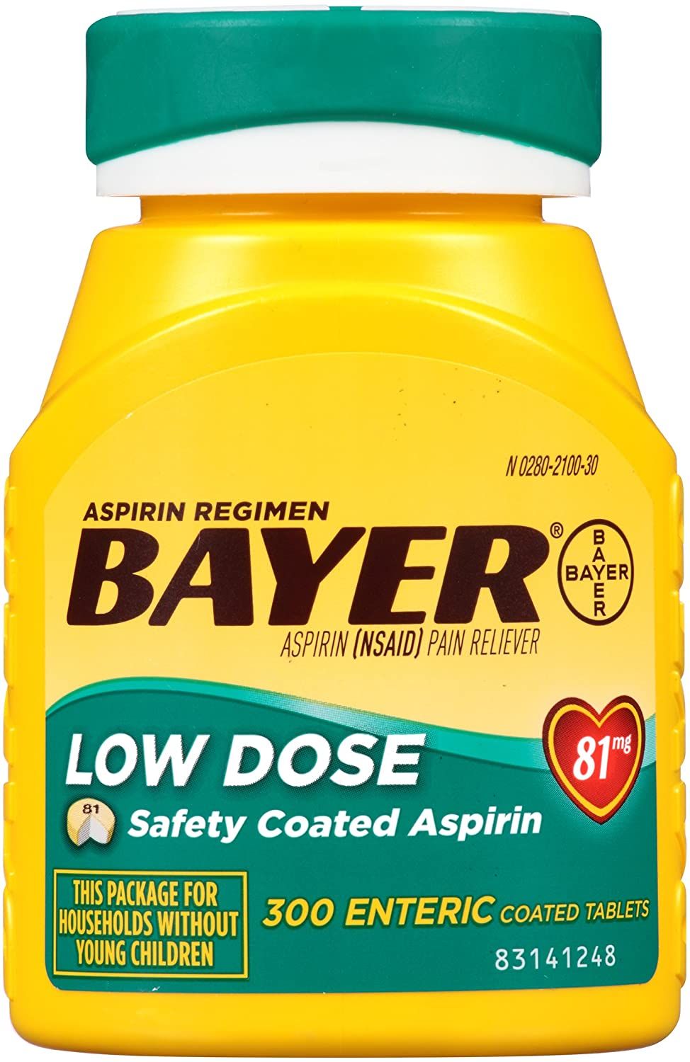 Bayer Low Dose Safety Coated Aspirin, 81 mg, Enteric Caplets - 300 ct