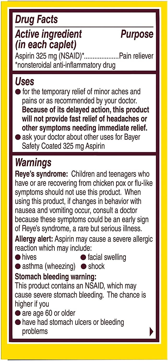 Bayer Low Dose Safety Coated Aspirin, 81 mg, Enteric Caplets - 300 ct