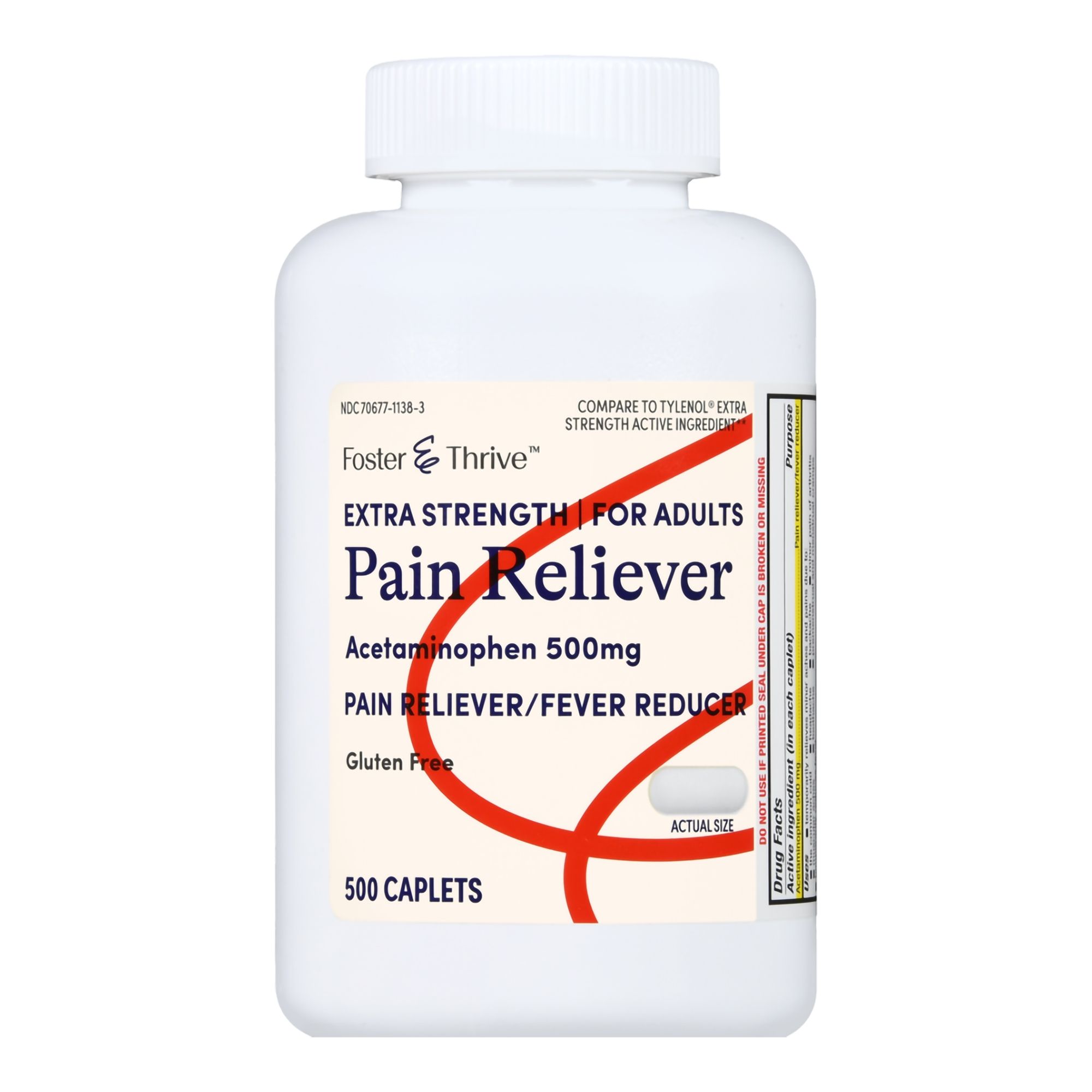 Foster & Thrive Adult Extra Strength Pain Reliever Acetaminophen Caplets, 500 mg - 500 ct